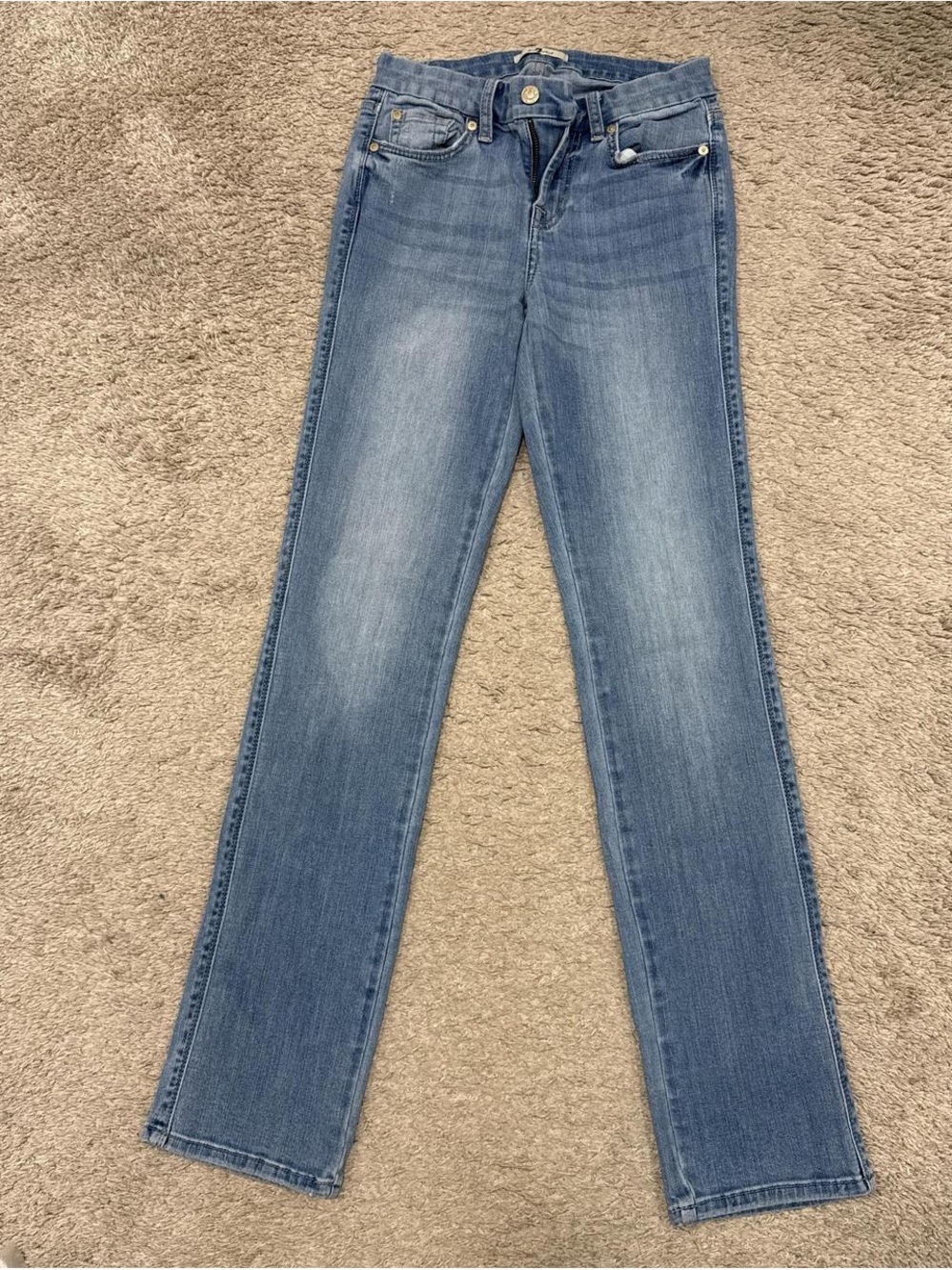 7 For All Mankind Women's Straight Leg Jeans in Light Blue Wash